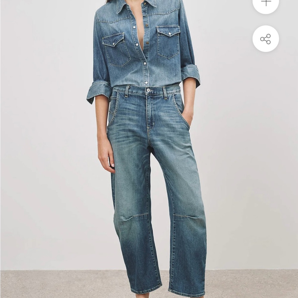 Nili Lotan Blue Straight Leg Jeans with Vintage Appeal Emerson style